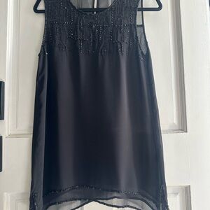 Chic Black Beaded Sleeveless Top